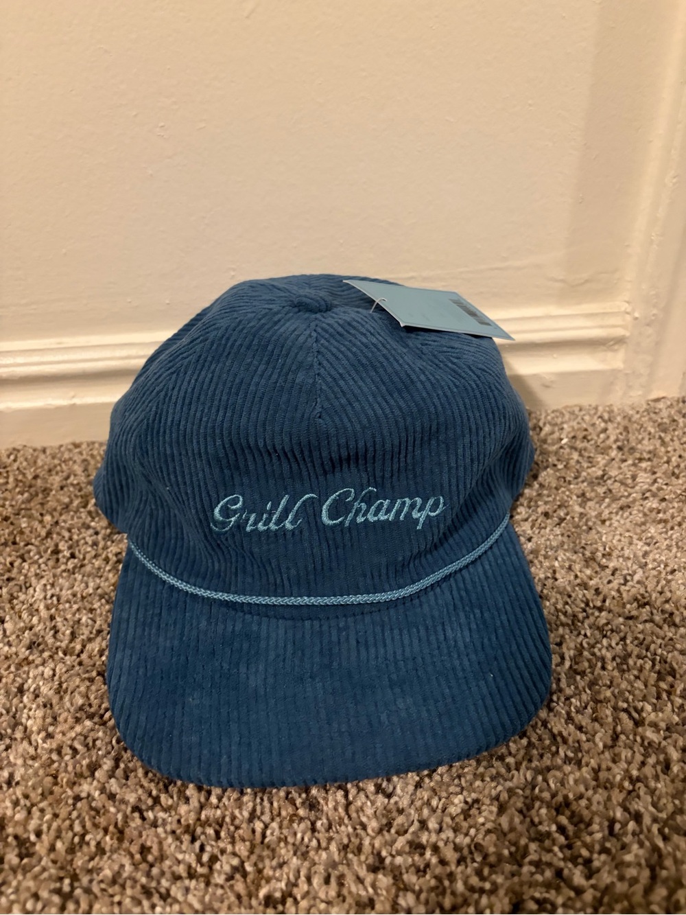 Grill Champ Corduroy Dad Hat in Teal - Picture 1 of 2